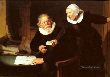  Jan Oil Painting - Jan Rijcksen And His Wife portrait Rembrandt